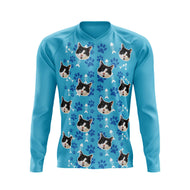Cat Custom Face MTB Long Sleeve Jersey (Blue)