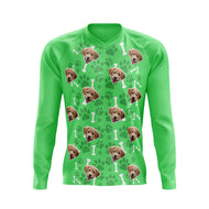 Dog Custom Face MTB Long Sleeve Jersey (Green)