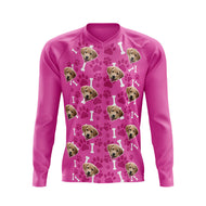Dog Custom Face MTB Long Sleeve Jersey (Pink)