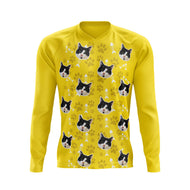 Cat Custom Face MTB Long Sleeve Jersey (Yellow)