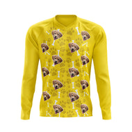 Dog Custom Face MTB Long Sleeve Jersey (Yellow)